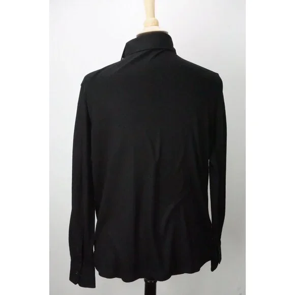 ISAIA NAPOLIMaglia Jersey Black Knit Polo Sweater 100% Wool Hand-Sewn L NEW